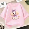 thumbnail image 3 of Camiseta de algodón con estampado de gato o perro para niñas, ropa de verano vintage kawaii, camisetas de manga corta, 3 of 5