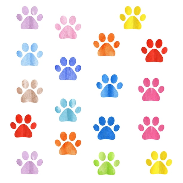 3 hojas de pegatina de pared con estampado de pata de perro, calcomanía para bañera, huella de Animal, decoración artística de pared