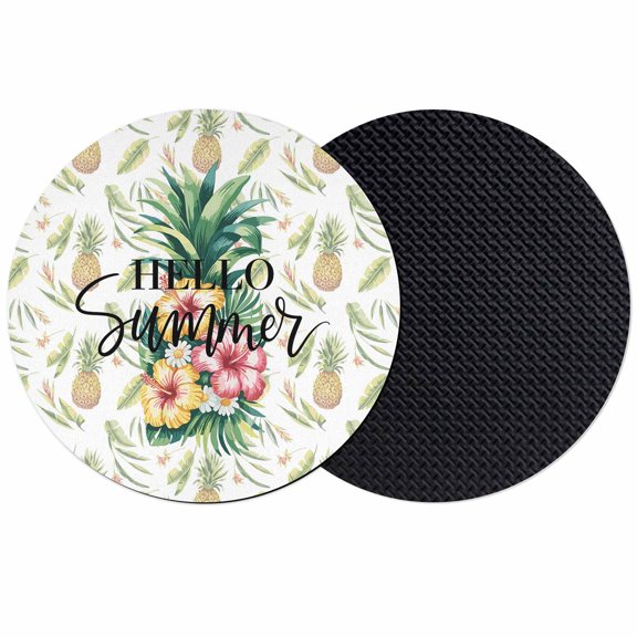 Pink Yellow Floral Coasters Set of 2, Absorbent Coasters for Drinks, Green Summer Botanical Pastoral Coaster for Desk Coffee Table Protection, Home Decor House Warming Gifts 4"