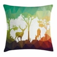 thumbnail image 1 of Wildlife Decor Throw Pillow Cushion Cover, Fractal Deer Family Geometric Cut Shapes Hunt Adventure Themed Desert Eco Graphic, Decorative Square Accent Pillow Case, 18 X 18 Inches, Multi, by Ambesonne, 1 of 2