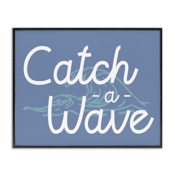 Stupell Industries Tropical Catch a Wave on Blue Black Framed Giclee Art, 14 x 11, by Lil' Rue