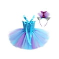 thumbnail image 2 of YEAHDOR Baby Girls Mermaid Cosplay Costume Halloween Carnival Party Fancy Outfit Toddlers Mesh Tutu Dress with Hair Hoop A Light Blue 8-9Y, 2 of 7
