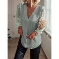 thumbnail image 4 of Women'S Casual Summer Blouses, Long Sleeve Business Blouses, Button Down V-Neck Chiffon Pom Pom Blouses Green L, 4 of 7