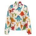 thumbnail image 5 of Jackets for Women Winter Coat Jackets Flannel Stand Collar Jacket(Colorful Dinosaur,Size:S-4XL), 5 of 7