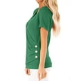 thumbnail image 3 of Women Short Sleeve Crossed Surplice Button Tops, 3 of 5