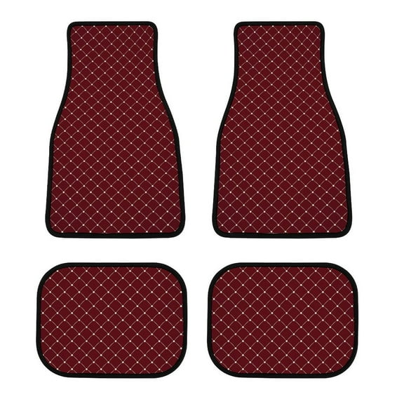 Red Geometric Textures Universal Car Foot Mat Set of 4, Floor Mats for Cars Anime Car Floor Mats 4 Pieces Set Floor Liner Car Accessories Automotive Decoration