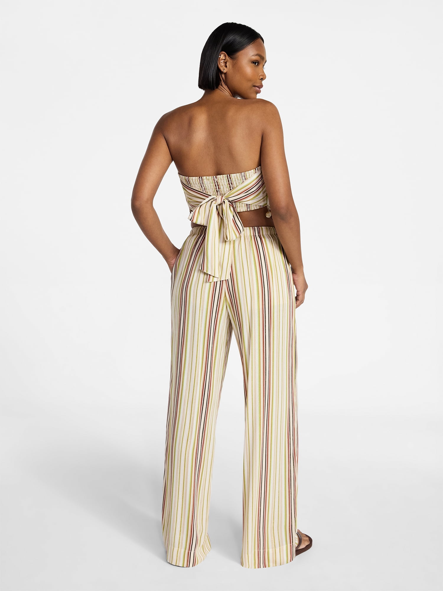 No Boundaries Scarf Top and Beach Pants Set, 2-Piece, Women's XXS-XXL