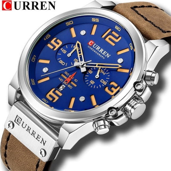 CURREN Fashion Casual Date Quartz  Watches For Men  Fashion Leather Sports Men's Wrsitwatch Chronograph Male Watch