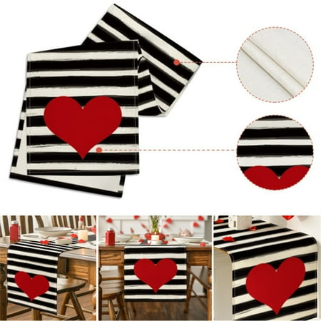 

Red heart Valentine s Day Table Runner for Home Party Decor