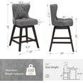 thumbnail image 3 of Dycanpo 26" Swivel Bar Stool Set of 4 with Upholstered Back, for Home Kitchen, Dark Gray, 3 of 6