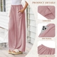 thumbnail image 3 of TEMOFON Pants for Women Wide Leg Linen Pant Flowy Palazzo Summer Casual Pants with Pocket Pink Drawstring Comfort Loose Lounge Pants XL, 3 of 10