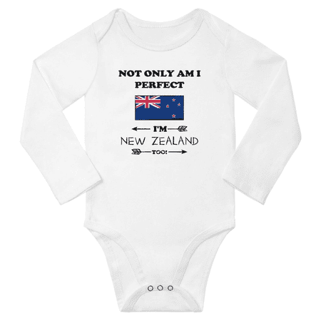 

Not Only am i Perfect I m New Zealand Too! Baby Long Sleeve Bodysuit Outfits (White 18 Months)