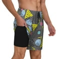 thumbnail image 2 of Yiaed Geometric Print Mens Swim Trunks Bathing Suit Compression Liner Beach Swim Shorts Swimwear Quick Dry Zipper Pocket No-Chafing Board Short-XX-Large, 2 of 6