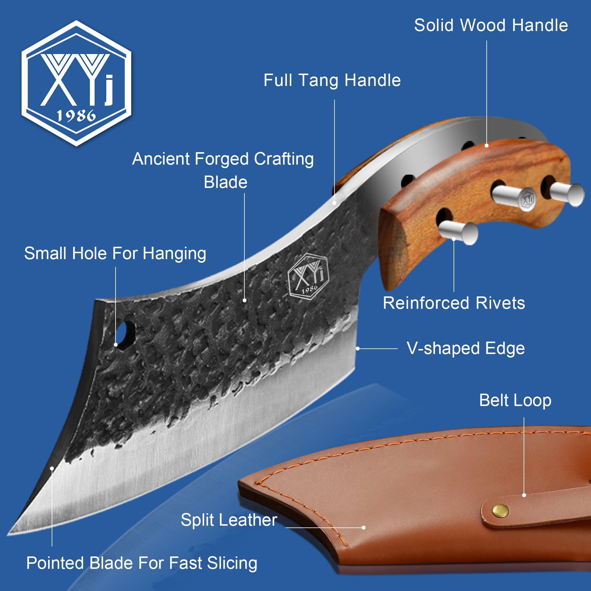 6.2 Inch Chef Knife Cutting Butcher Kitchen Knife High Carbon Steel Slicing Cleavers For Meat Vegetable Cooking Tool Knifve With Carrying Leather Sheath, Men and Women gift