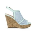 thumbnail image 3 of BLISSFUL STEP Women's Shoes Open Toe Platform Heel Laces Wedge Sandals Blue Flower 10, 3 of 7