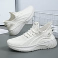 thumbnail image 6 of Womens Sneakers Breathable Knitted Slip on Soft Sole Tennis Shoes Comfortable Lace up Antislip Solid Color Sneakers White Size 8, 6 of 7