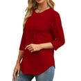 thumbnail image 4 of Fantaslook Womens Plus Size Tops 3/4 Sleeve Pleated Dressy Blouses Crew Neck Casual Tunic Tops Summer Shirts, 4 of 8
