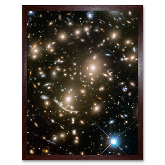Hubble Space Telescope Image Abell 370 Galaxy Cluster NASA's Great Observatories Capture Earliest Stages Of Intergalactic Evolution Art Print Framed Poster Wall Decor 12x16 inch