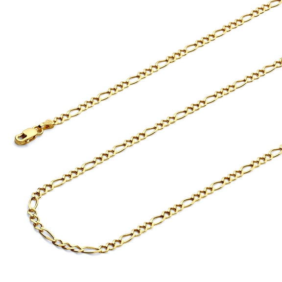 Wellingsale 14k Yellow Gold Polished Solid 2.5mm Figaro 3 1 Concave Chain Bracelet - 7"