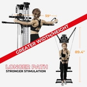Mikolo Cable Crossover Machine, Lat Pull Down Machine, Wall Mounted Pulley Tower functional trainer with Adjustable 26 Positions Dual Pulley System, Lat Pulldown Cable Training for Home Gym Fitness