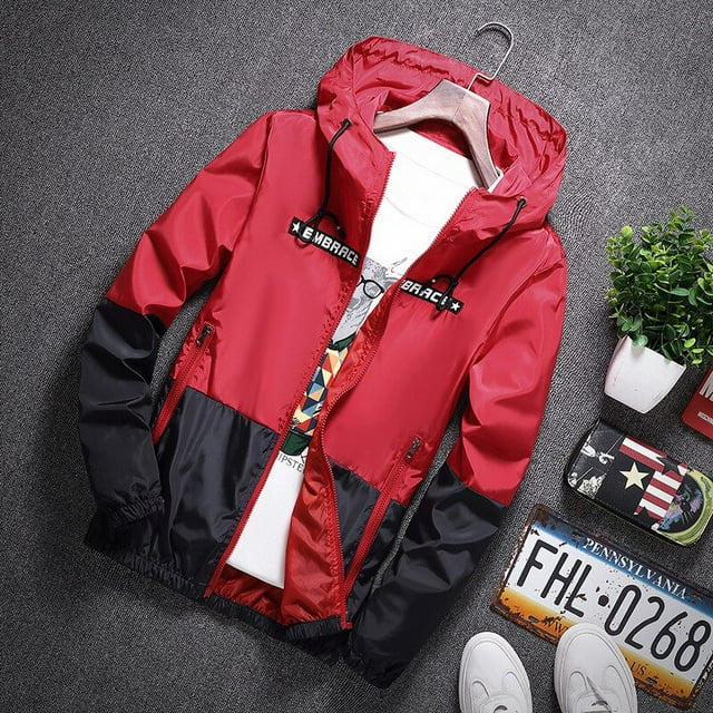 OmicGot Hooded Jacket New Spring Autumn Korean Version Plus Male And Female Couples Colorblock Men's Jacket Casual Thin Section Coat