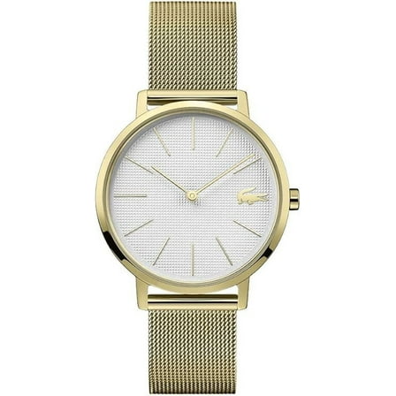 Lacoste 2001107 Moon Quartz Silver White Dial Gold Mesh Band Women's Watch