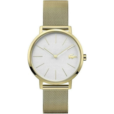 Lacoste 2001107 Moon Quartz Silver White Dial Gold Mesh Band Women's Watch