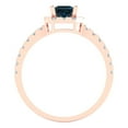 thumbnail image 4 of Clara Pucci 14K Rose Gold Solid Gold LondonBlueTopaz Halo Anniversary Ring for Women - 0.89 cttw Princess Cut, 4 of 8