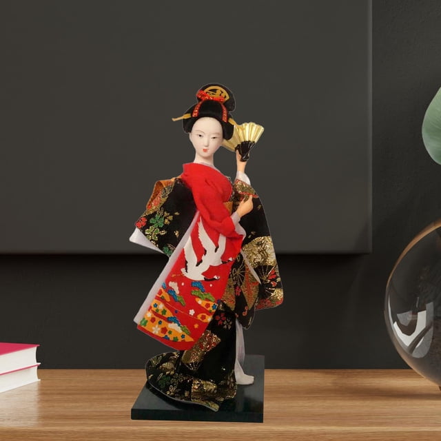 Muñecas Geisha japonesas étnicas, muñecas con kimono, muñeca Oriental artesanal, estatuilla de dama de 25cm para decoración de mesa de oficina en casa Estilo C