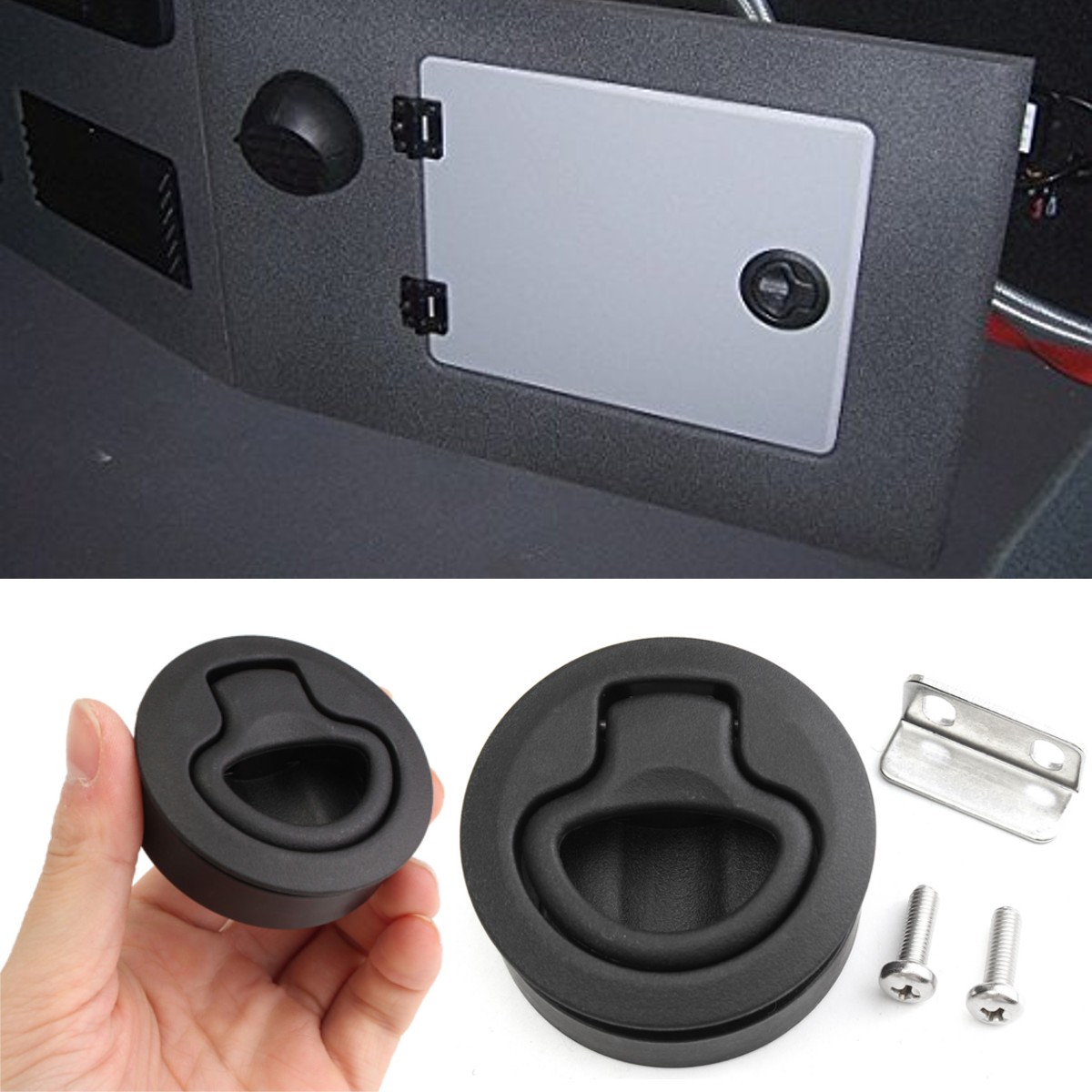 Slam Latch 2 Flush Pull Latch Black Plastic Handle for Hatch Door Cabinet Hardware on RV Boat Camper Trailer fit 2-12mm,Pack of 2