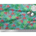 thumbnail image 2 of Soimoi Georgette Viscose Fabric Tropical Leaves & Flamingo Bird Print Fabric by Yard 42 Inch Wide, 2 of 3