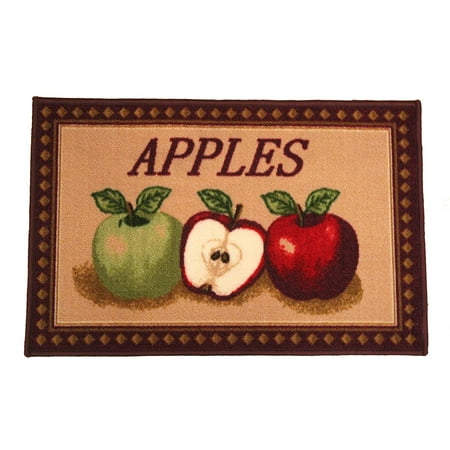 Filigree Rectangle Mat Kashi Home Rectangle Mat with Latex Back Mixed Apple Series Kitchen Rug, 20