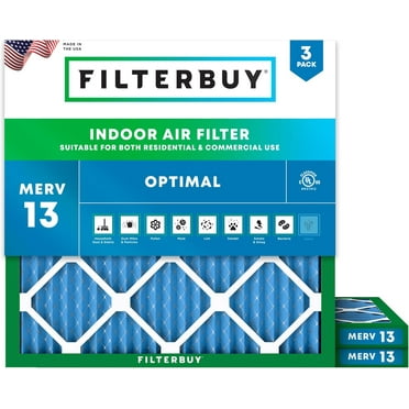 Filterbuy 23.5x23.5x1 MERV 13 Health Defense, Pleated HVAC AC Furnace Air Filters (3-Pack)