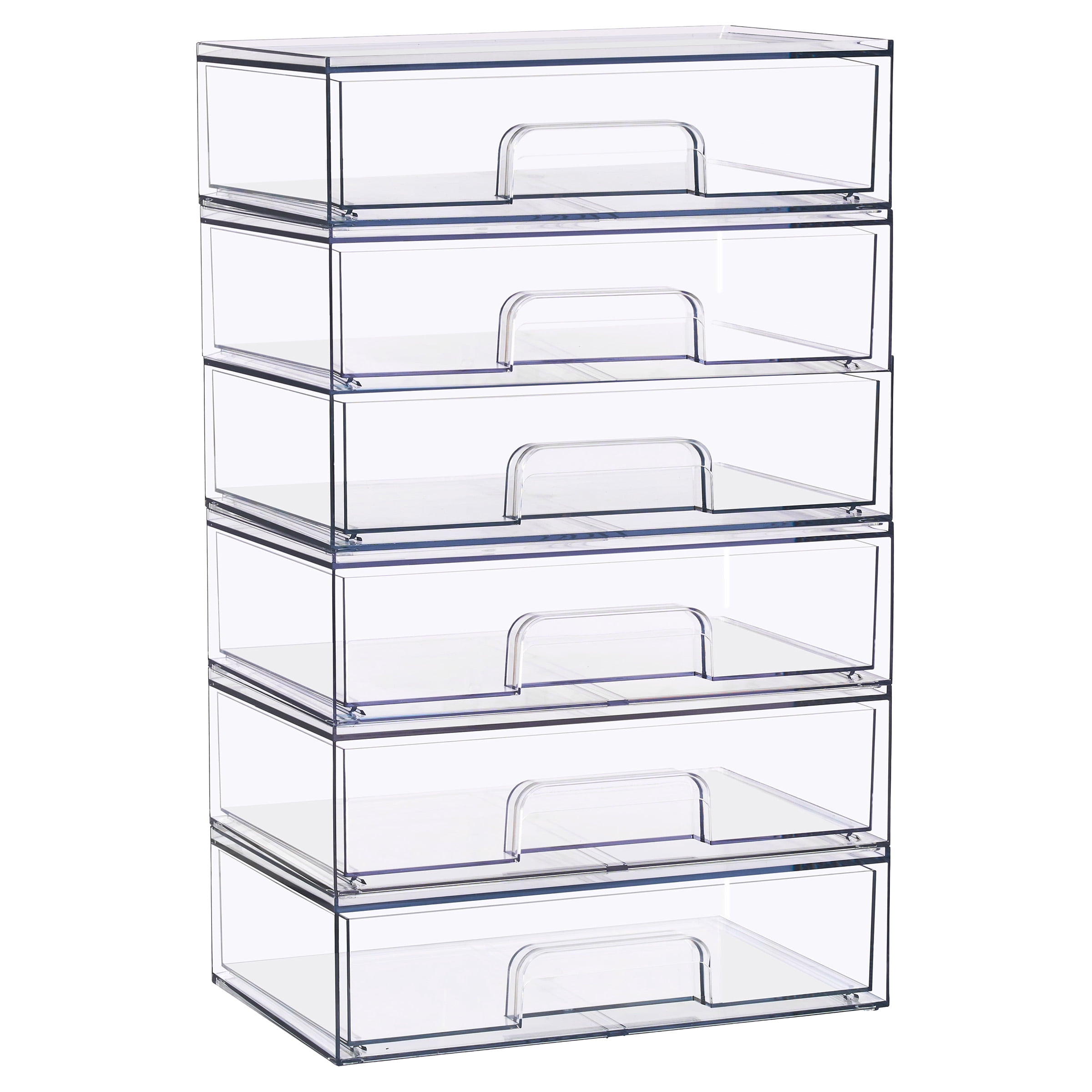 Sorbus Wide Stackable Acrylic Storage Drawers, Clear Baby Organizer Bins, 6-Pack