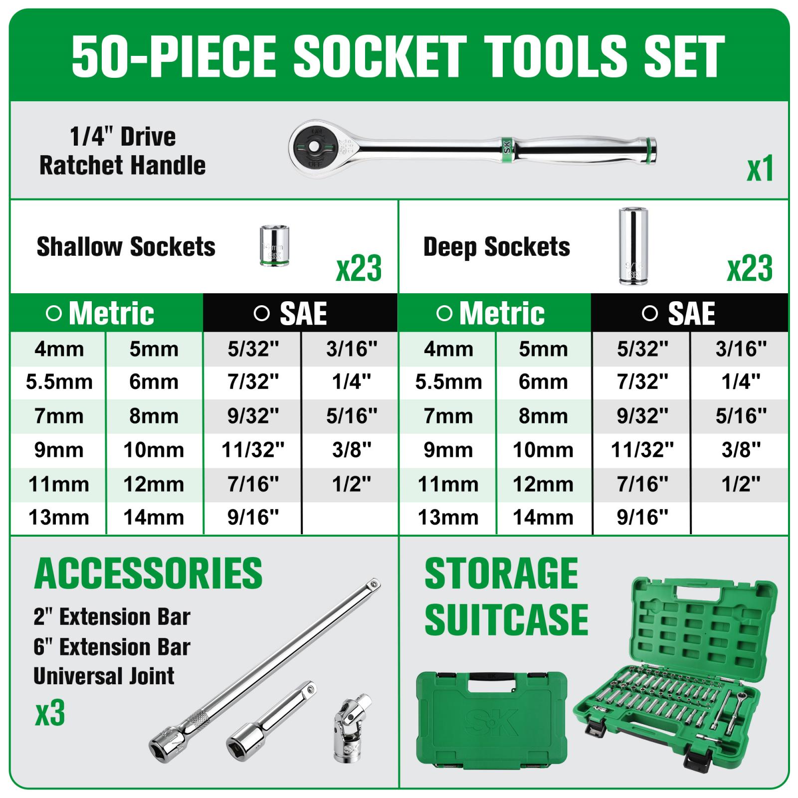 SK Hand Tools 50-Piece 1/4" Mechanic Tool Set photo 4