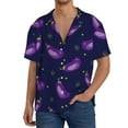 thumbnail image 3 of Naloa Eggplant Men's Loose Fit Cuban Collar Short-Sleeve Shirt with Button-down and Chest Pocket for Everyday Wear Outings - 4X-Large, 3 of 7