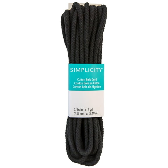 Simplicity Black 3/16" Cable Twist Cording Trim, 6 Yards