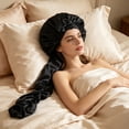 thumbnail image 5 of Silk Bonnet for Women Satin, Soft Elastic Band Silky Sleeping Cap Big Bonnets Jumbo Sleep Cap to Protect Hair, Long Braids Satin Bonnet, 5 of 7