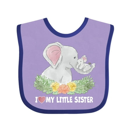 

Inktastic I Love My Little Sister Elephant Family with Flowers Gift Baby Boy or Baby Girl Bib