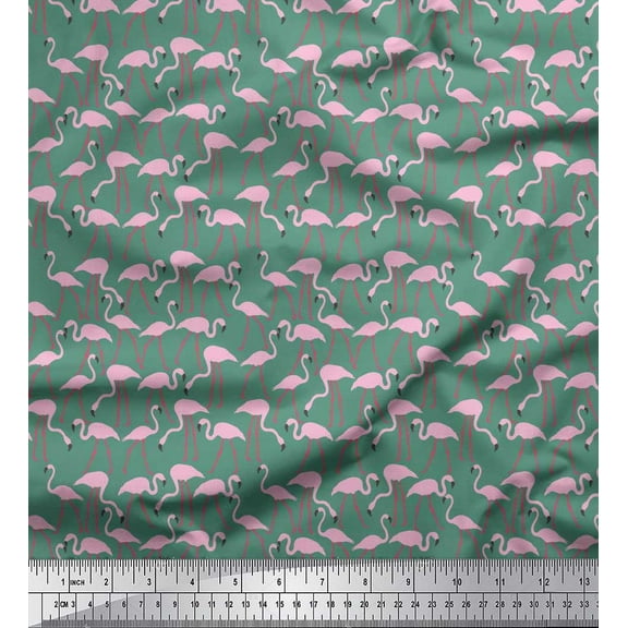 Soimoi Cotton Duck Fabric Flamingo Bird Print Fabric by the Yard 42 Inch Wide