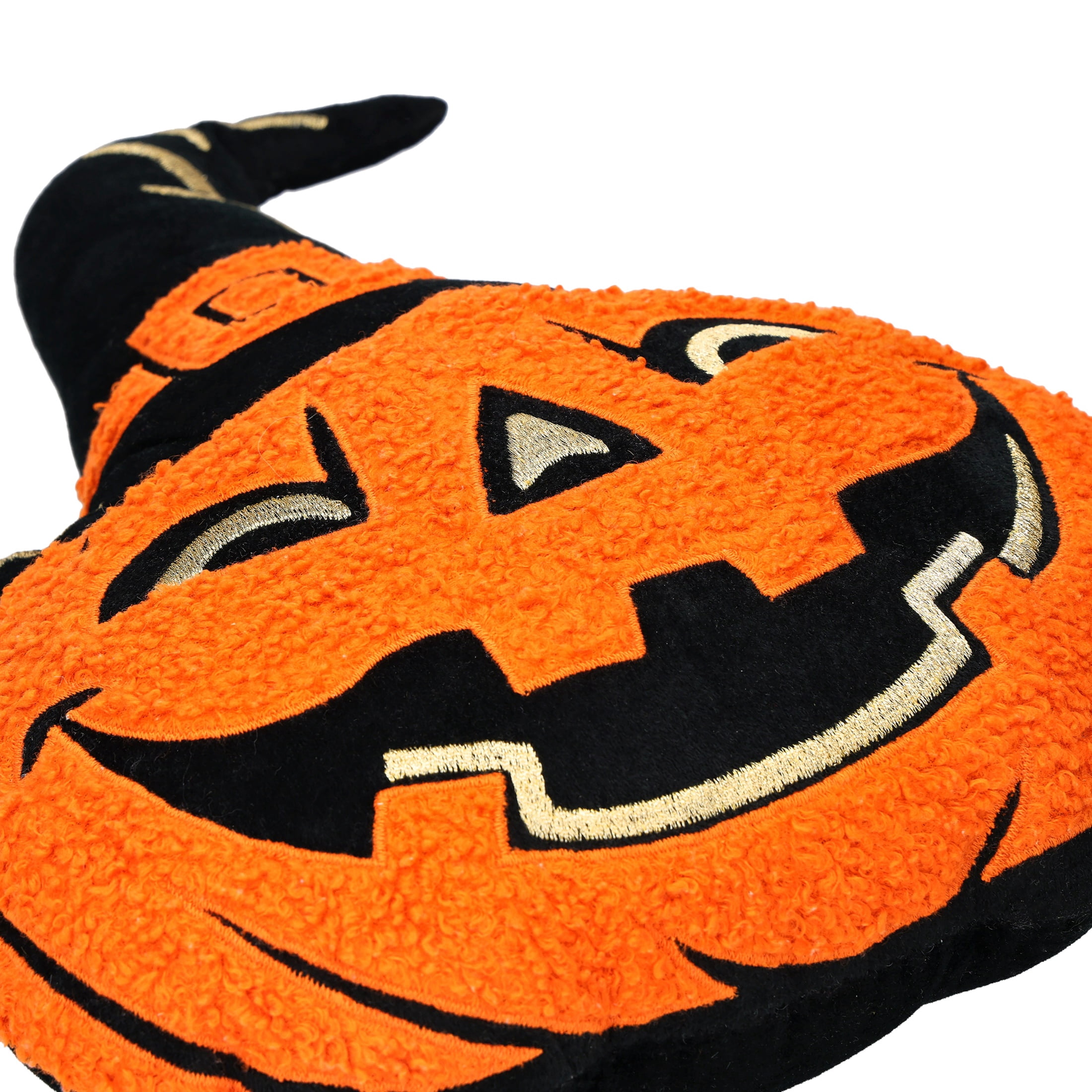 Smiling Jack-o'-Lantern Decorative Pillow, Black and Orange, 14.5", Halloween by Way To Celebrate
