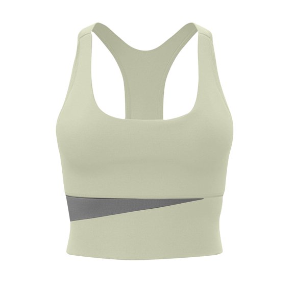 Xfvqtps Sports Bras for Women Racerback Padded Elastic High Impact Color Block Crop Tank Tops for Yoga Gym Fitness Green