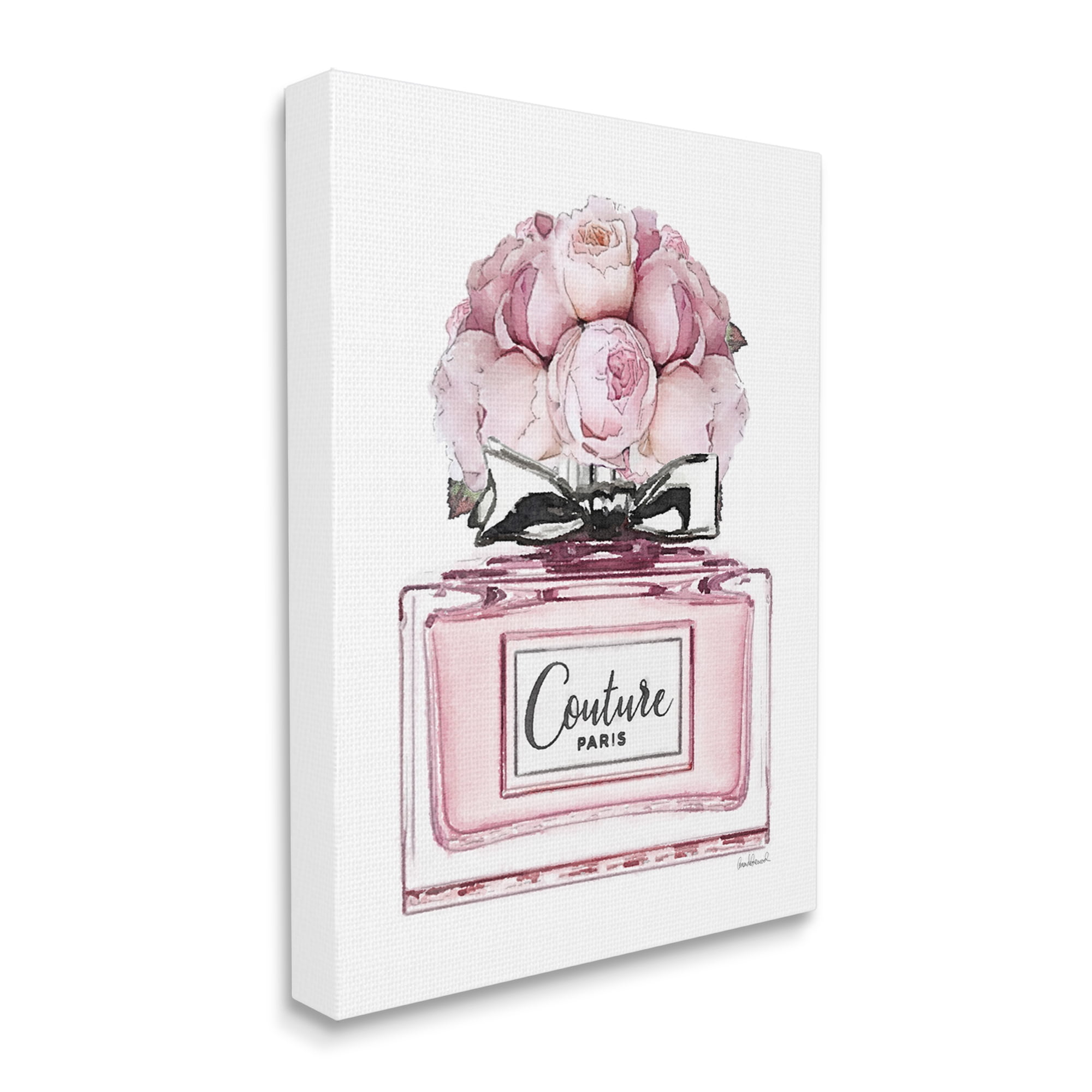 Stupell Industries Pink Roses Perfume Botanical & Floral Painting Gallery Wrapped Canvas Art Print Wall Art, 30 x 40