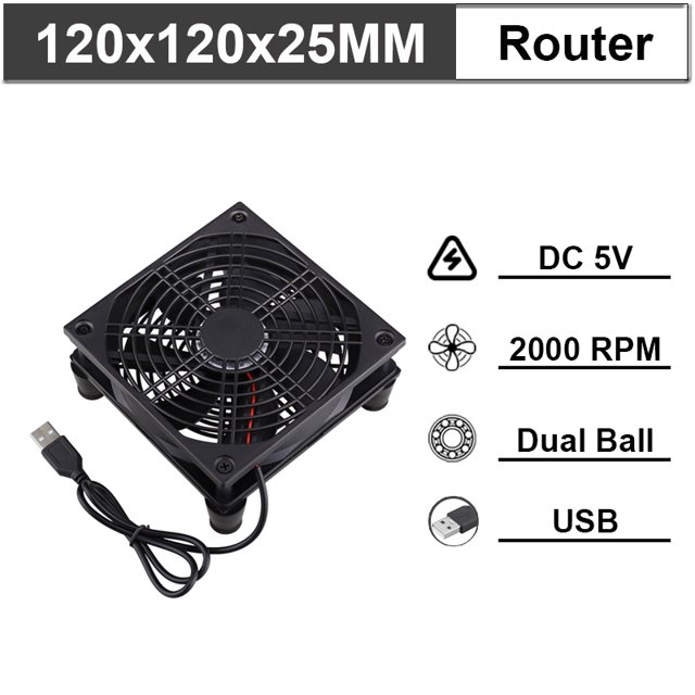 DC 5V USB 120mm 140mm DIY Router Fan 80mm W/Controller & Protective Net Desktop Cooling Fan 92mm TV Box Dual Ball Cooler 12025B 2000RPM 1Fan