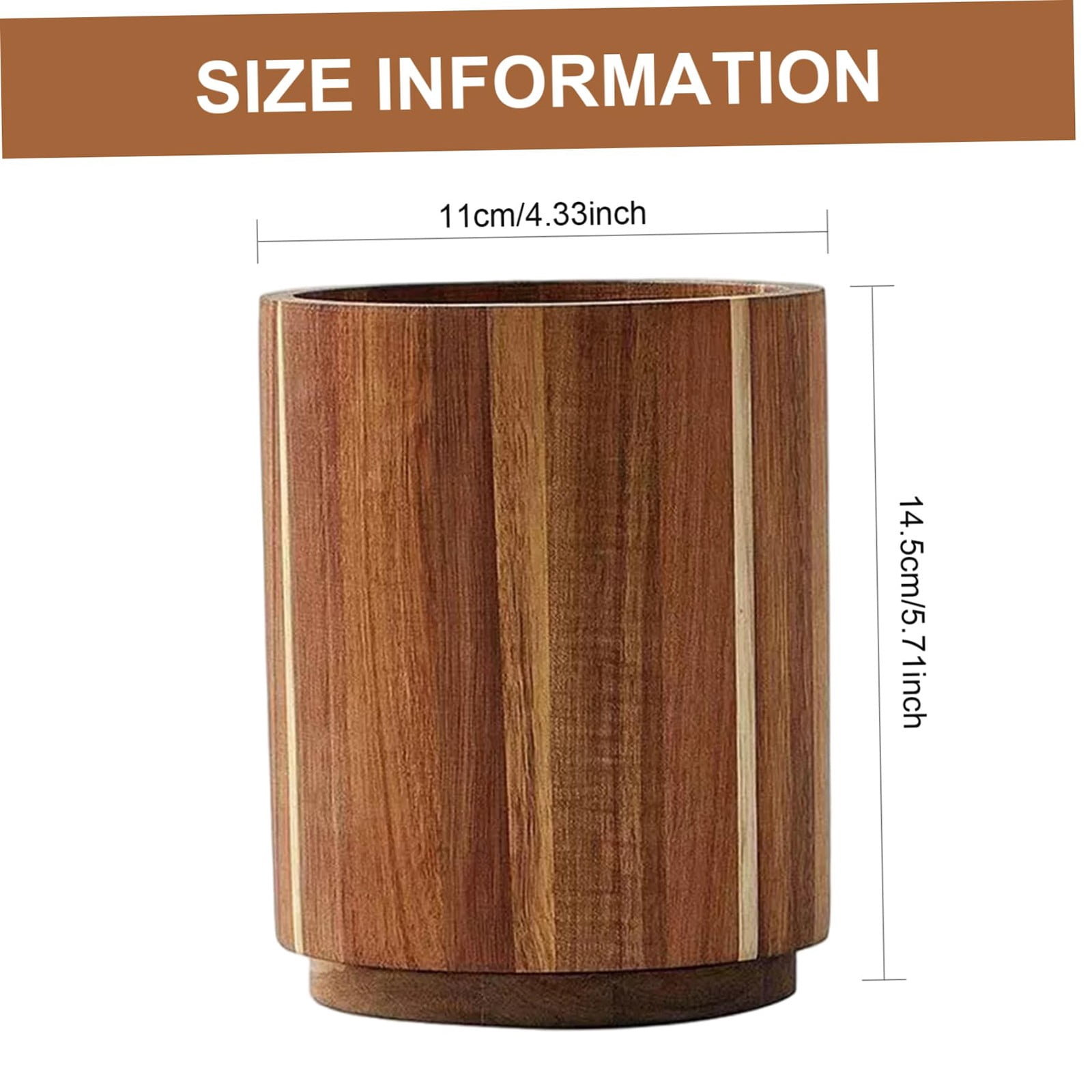 ZOURIH 1 Pack Wooden Utensil Holder for Kitchen Counter, 360° Rotating 5.7" Wooden Cooking Utensil Crock for Countertop, Farmhouse Kitchen Decor