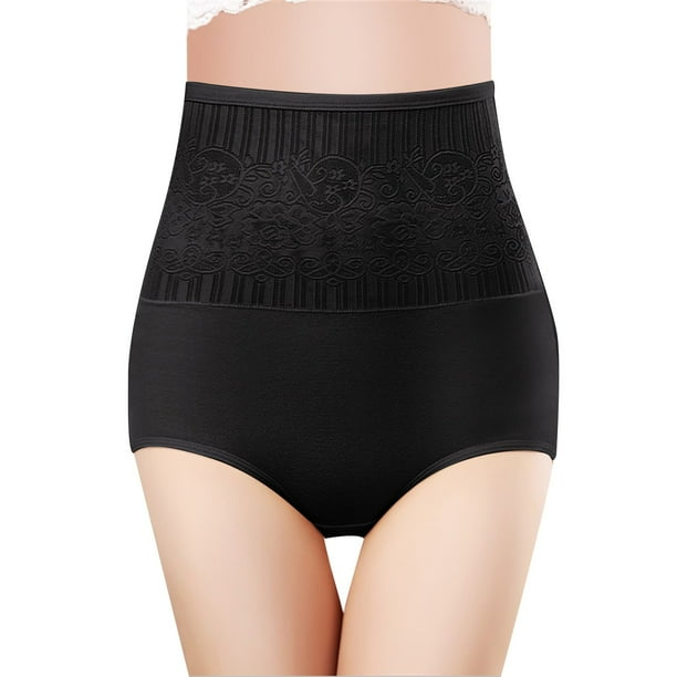 Gibobby Ropa Interior Elástica para Mujer Ropa interior algodón para mujer, cintura alta, estiramiento Abdominal, bragas cadera, bragas suaves, bragas transpirables para mujer(Negro, L)
