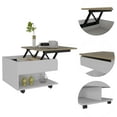 thumbnail image 5 of TUHOME Luanda Lift Top Wooden Coffee Table with Casters and One Shelf, White/Light Oak, 5 of 6