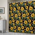 thumbnail image 5 of Flowers Flowers Shower Curtain, Green Leaf Bee Butterfly Black Background Waterproof Shower Curtain Set with 12 Hooks Lightweight Bath Curtains Fabric Bathroom Decor 72x72 Inches, 5 of 9