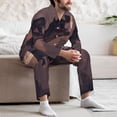 thumbnail image 7 of Naloa Dinosaur Moonlit Forest Men’s Pajamas Set - Long Sleeve Button Down Sleep Shirt and Pajama Bottoms Sleepwear Set-Medium, 7 of 7
