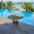 SamyoHome 31" Round Aluminum Patio Dining Bistro Table w/ 2" Umbrella